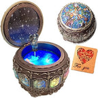Briskfeel Vintage Music Box with Constellations Rotating Goddess LED Lights Twinkling Resin Carved Mechanism Musical Box with Sankyo 18-Note Wind Up Signs of The Zodiac Gift for Birthday (Upgraded) by Amperer