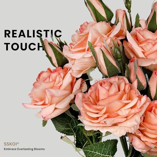 Real Touch Artificial Roses, 8PCS Long Stem Faux Flowers with Gift Box Packaging, Allergy-Free Floral Gift Set, Realistic Fake Roses for Home, Kitchen, Office, Wedding Décor, Gift Arrangement - Image 2