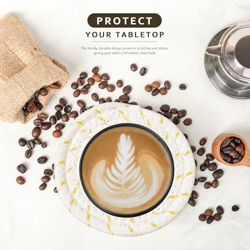 Lazebox Coasters Set of 8 for Drinks, 4 Inch Large Coasters for Coffee Table, Tabletop Protection for Hot & Cold Drinks, Versatile Coasters for Home Decor, Non-Slip & Easy to Clean - Image 5