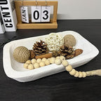 Wooden Dough Bowl Decor, Bread Bowl Home Decor, Handmade (10 * 6 * 2 inch white) by BEDAZE