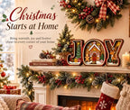 Gingerbread Christmas Decorations, 3D Wooden JOY Sign with Christmas Tree and Reindeer, Vintage Merry Christmas Tiered Tray Decor for Office Desk Party Kitchen, Tabletop, Shelf and Farmhouse Mantel (Gingerbread Christmas Decorations) - Image 6