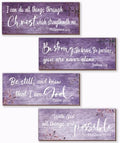 4 Pieces Bible Verses Wall Decor Purple Bathroom Decor Christian Signs Religious Art for Home Motivational Prayer Wall Art for Living Room Office Bedroom Bathroom(Purple,10x4") by Unknown