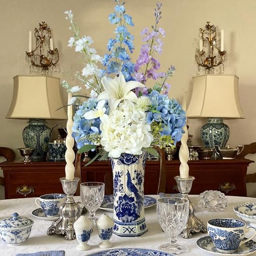 JINWOE 4PCS White/Cream Hydrangea Artificial Flowers, 21" Lifelike Latex Silk Real Touch Faux Hydrangea Flowers, Artificial Hydrangeas Bouquet for Wedding Centerpieces Tables Party Home - Image 4