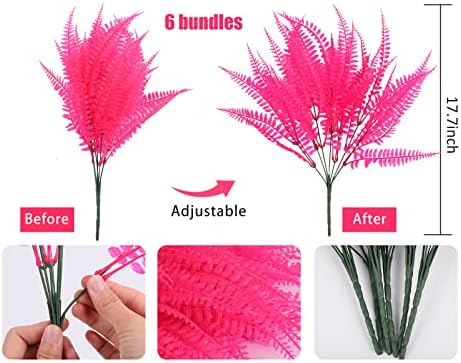 RECUTMS Artificial Boston Ferns, 6 Bundles Faux Greenery Ferns - Image 2