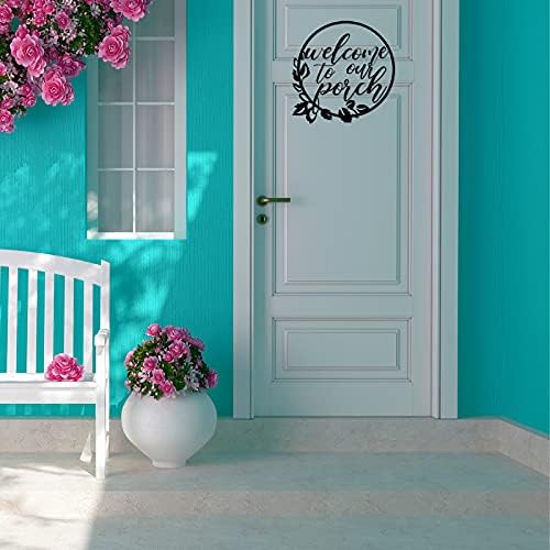Hotop Welcome to Our Porch Metal Sign for Outdoor Decor, Black - Image 6