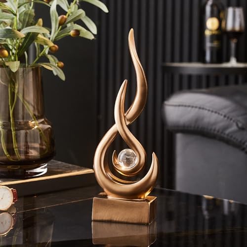 FJS Bronze Abstract Flame Sculpture for Living Room Coffee Table Decor - Image 3