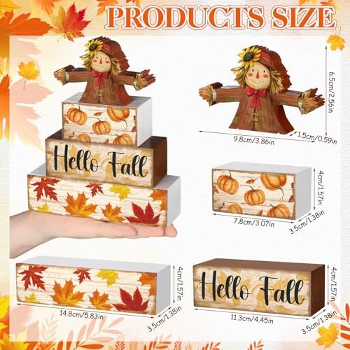 4 Pcs Hello Fall Decoration for Home Scarecrow Pumpkin Table Centerpiece - Image 2