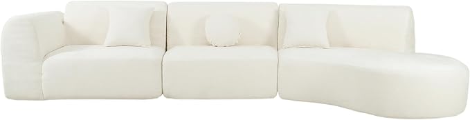 Merax 140" Curved Polyester Sectional Sofa Set, Modern Cloud Couch - Image 8