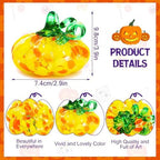 Hand Blown Glass Pumpkin Figurine Yellow Fall Thanksgiving Table Decor - Image 3