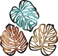 Palm Leaves Wood Wall Decor , 3Pcs Tropical Wall Art Jungle Decor, Wooden Natural Leaves Plant Wall Decor, Vintage Tropical Plant Plaque for Home Living Room Kitchen Bedroom Bathroom & Garden, Blue&Brown by Unknown