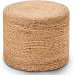 Wimarsbon 18'' Pouf Ottoman, Natural Braided Poof, Round Poufs, Rustic by Wimarsbon