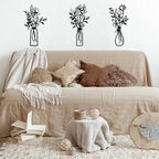 ARTINME 3 Pieces Metal Flowers Wall Arts - Rustic Farmhouse Decor Minimalist Flower Wall Decors for Living room Bathroom Kitchen Bedroom Dining Room - Housewarming Gifts (Black) - Image 3