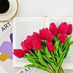 ONLY ART Artificial Hot Pink Tulips 20 Pcs – 13.5 Inch PU Faux Flowers with Bendable Stems for Home Décor, Wedding Centerpieces, DIY Floral Arrangements, New Year and Valentine's Day - Image 7