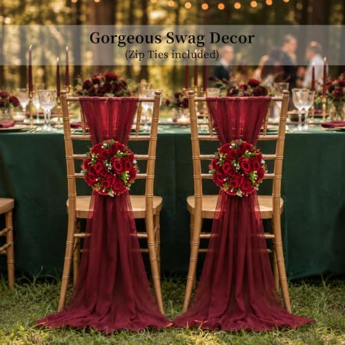 BLOSMON Rose Flower Balls for Table Centerpieces, Crimson, 2 Pcs, Reusable - Image 4