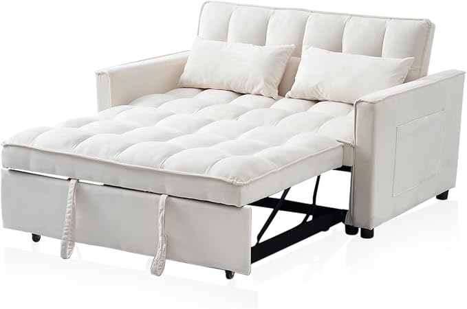 3-in-1 Convertible Sleeper Sofa Bed, Premium Velvet Pull Out Loveseat - Image 8