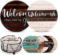 Funny Coasters - House Warming Gifts New Home - Housewarming Gifts for Women, Men, Couple, New Homeowner - Farmhouse Bar Coasters for Drinks with Holder - First Apartment Essentials by UltimateHostess