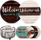 Funny Coasters - House Warming Gifts New Home - Housewarming Gifts for Women, Men, Couple, New Homeowner - Farmhouse Bar Coasters for Drinks with Holder - First Apartment Essentials by UltimateHostess