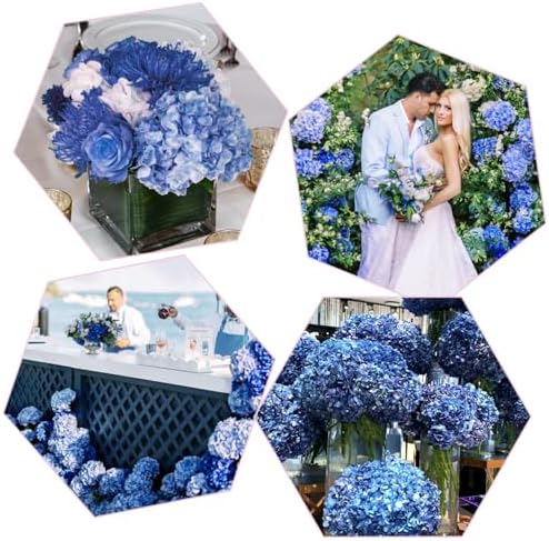 Coferset 3pcs Lifelike Real Touch Hydrangea Artificial Flowers,Royal Blue - Image 5