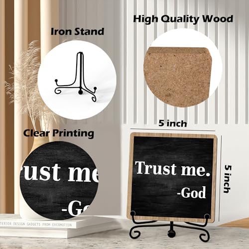 Home Decor, Farmhouse Shelf Decor For Living Room, Boho Aesthetic Table Decorations, Christian Gifts For Women Men, Entryway Tv Stand Fireplace Mantle Coffee Table Decoration (trust-01) - Image 2
