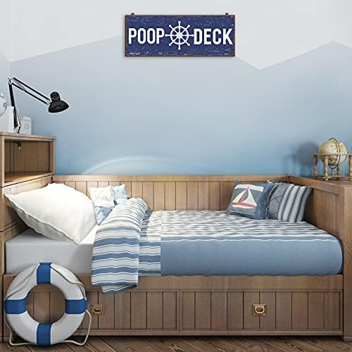 Jetec POOP DECK Sign Nautical Bathroom Wall Decor,Blue - Image 6
