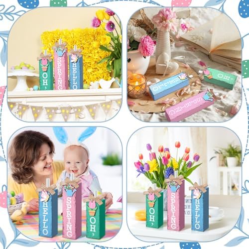 MiniInflat Spring 3 Pcs Table Decor, Wooden Block Sign Tiered Tray - Image 6