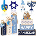 11 Pcs Hanukkah Wooden Tiered Tray Decor Chanukah Tabletop Signs by Quzzil