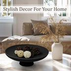 LIN CHUAN Large Decorative Bowl, Resin Pedestal Fruit Bowl, Matte Black - Image 4