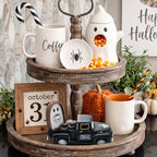 Halloween Coffee Table Decor Coffee Ghost Vintage Metal Truck, Black - Image 6
