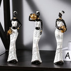 3 Pack African Art Sculptures- Vintage African Statues For Home Decor- Women's Tribal African American Figurines- Bookshelf, Office Decor- Deal For Birthday, Christmas, Thanksgiving, Mom Gifts-White - Image 2