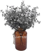 Artificial Plants for Christmas, CATTREE Plastic Grass Faux Shrubs Fake Leaves Simulation Flowers Bushes Home Indoor Outdoor Garden Wedding Festival Decoration Hall Table Planter Filler – Silver 2 Pcs - Image 2