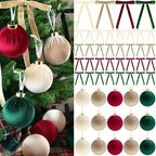 51 Pcs Christmas Velvet Ornaments 15 Pcs Christmas Tree Decor Balls 3.14" 36 Pcs Velvet Vintage Ribbon Bows 5/8" Wide 6 * 8" for Xmas Tree Hanging Decorations Home Indoor Decor (Four Colors) by LIANGMIDA