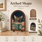 Funny Cat Decor Arched Wood Frame Tabletop Sign, Vintage Reading Cat Art Decor with Stand, Rustic Shelf Desk Mantel Accent for Bathroom Office Home - Image 6