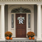 Ultra Large 14'' Last Name All Year Round Front Door Wreath with 26 Initial Letter Welcome Sign All Seasons Eucalyptus Garland and Bow Wreaths for Front Door Porch Farmhouse Decoration (R) - Image 6