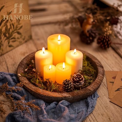 Hanobe Wooden Coffee Table Trays, 2PC Decorative Round Candle Holder Plate - Image 5