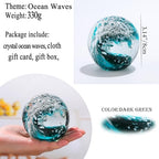 Qianwei Ocean Waves Hand Blown Glass Decor Crystal Ball Sea Figurines Gifts - Image 2