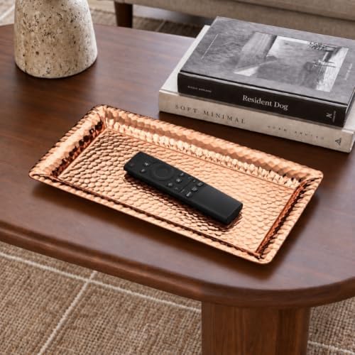 Monarch Abode Decorative Tray – 16-Inch Hand Hammered Copper Plated Metal Bathroom Tray Countertop, Vanity Trays Organizer, Perfume Plate for Dresser, Kitchen Countertop Large Fruit Platter - Image 4