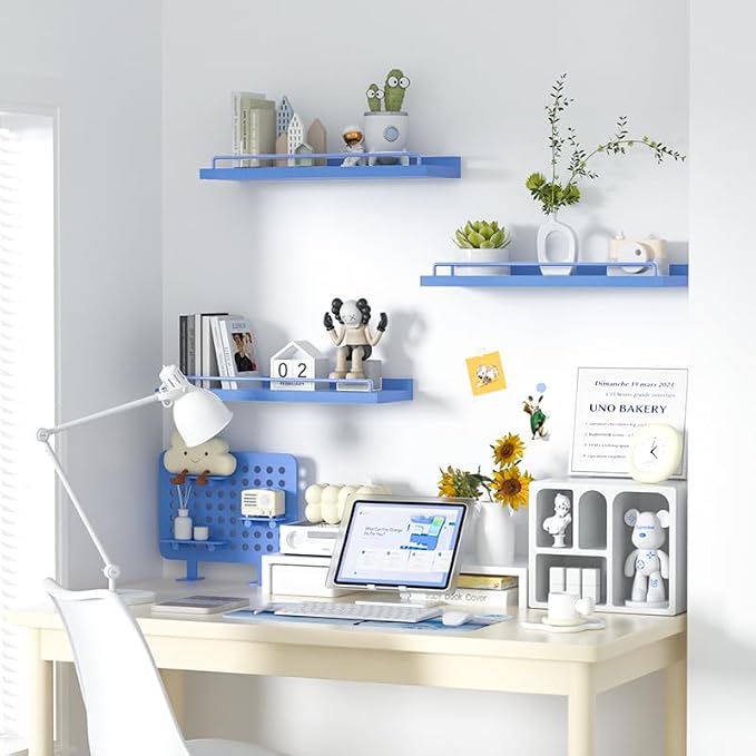 RYOFOBETTO Blue Floating Shelves, Room Decor Shelves, Picture Frames - Image 4