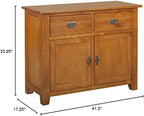 Crafters and Weavers Arts and Crafts 2-Drawer Solid Wood Cabinet in Cherry - Image 2