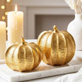 Gold Pumpkins Fall Decor, 2Pcs Modern Decorative Pumpkin Figurines by CRPQX