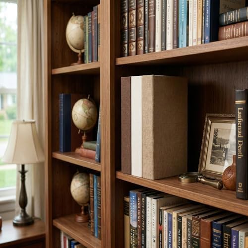 Set of 3 Modern Linen Wood Decorative Book Boxes,Earthy Neutral Faux Books - Image 6