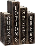Lineshading 4 Pcs Halloween Table Decoration Wooden Book, Spell Potion Sign by Lineshading