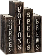 Lineshading 4 Pcs Halloween Table Decoration Wooden Book, Spell Potion Sign by Lineshading