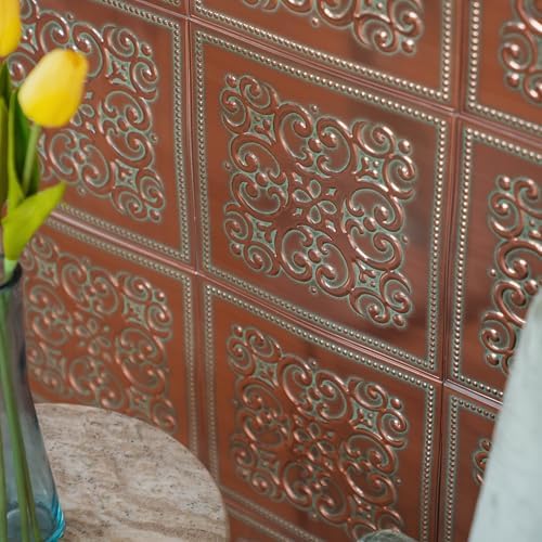 Peel and Stick Metal Backsplash Tiles, Patina Copper, 10-Pack - Image 4