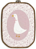 dvhdajed Coquette Pink Bow Goose Wall Art Decor, Preppy Goose Framed Canvas Art, Pink Nursery Wall Decor, Gooses Floral Octagon Wall Hanging Decor for Baby Nursery Bedroom Living Room, 10.2x7 Inch by dvhdajed