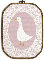dvhdajed Coquette Pink Bow Goose Wall Art Decor, Preppy Goose Framed Canvas Art, Pink Nursery Wall Decor, Gooses Floral Octagon Wall Hanging Decor for Baby Nursery Bedroom Living Room, 10.2x7 Inch by dvhdajed