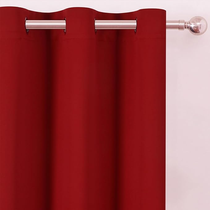 Blackout Curtains 52 x 90 Inch Long Red Curtains Set of 2 Panels Room Darkening - Image 6