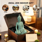 Resin Cyan Sitting Buddha, Buddhism Style Decor and Zen Shelf Aesthetic - Image 6