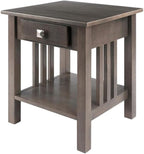 Pemberly Row Transitional Solid Wood Storage End Table, Oyster Gray Finish by PEMBERLYROW