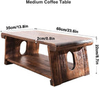 Solid Wood Vintage Folding Japanese Tea Table, Foldable Low Table, 2-Tier - Image 3