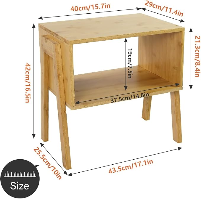 KKTONER Modern Bamboo Nightstands End Tables Bedroom - Image 3